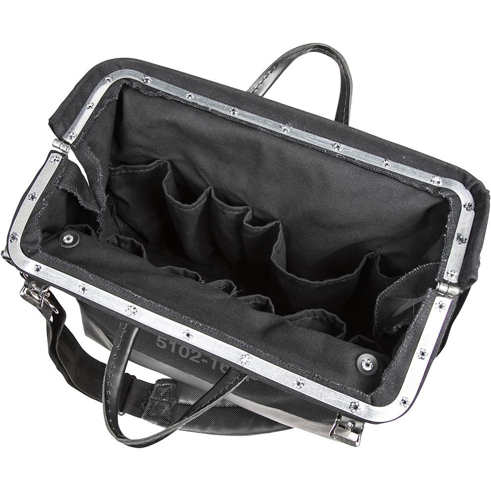 Klein Tools 510216SPBLK Deluxe Tool Bag, Black Canvas, 13 Pockets, 16-Inch