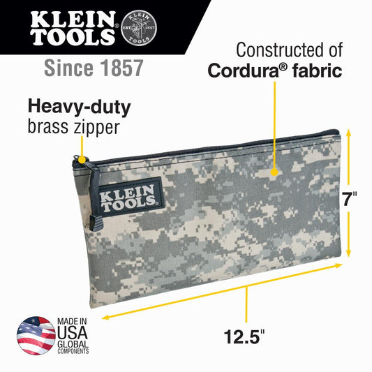 Klein Tools 5139C Zipper Bag, Camouflage Cordura Nylon Tool Pouch, 12-1/2-Inch