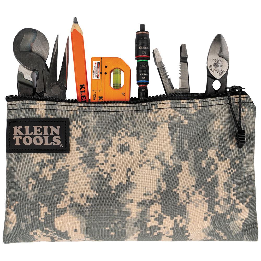 Klein Tools 5139C Zipper Bag, Camouflage Cordura Nylon Tool Pouch, 12-1/2-Inch