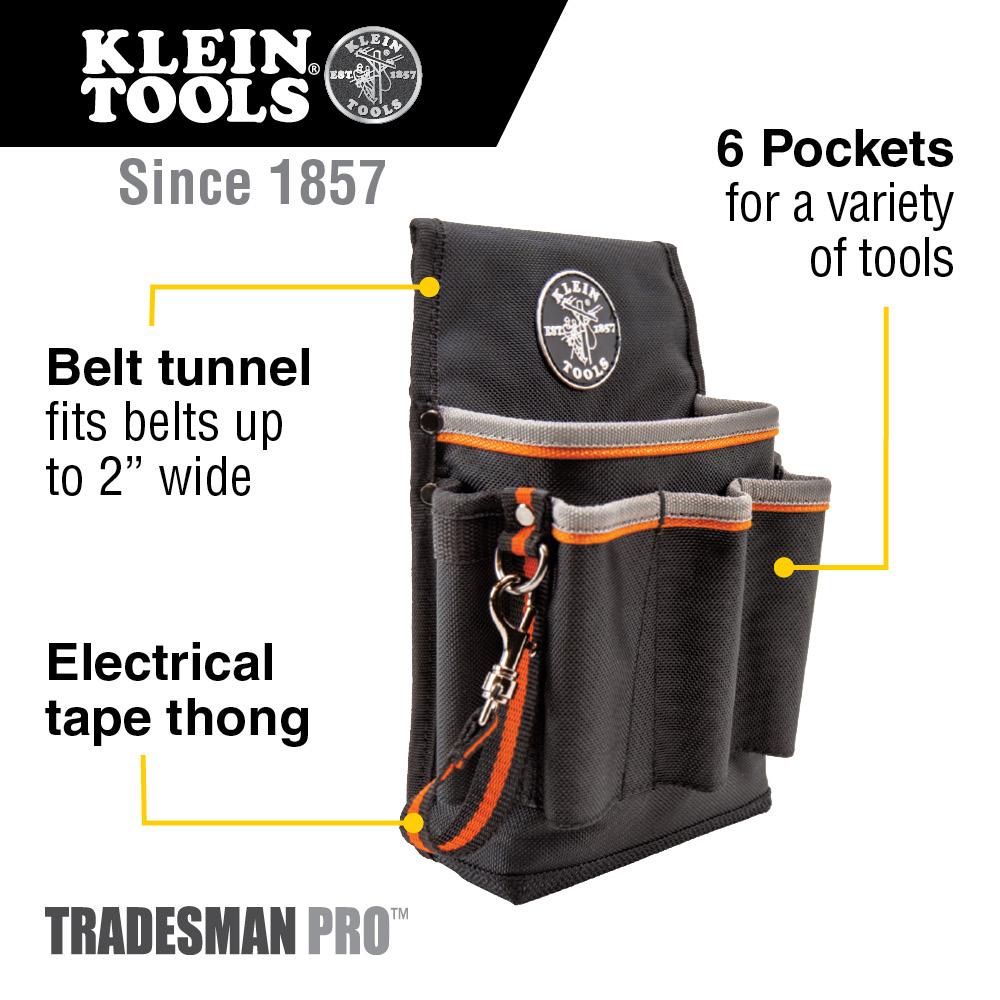 Klein Tools 5241 Tradesman Pro Tool Pouch, 6 Pockets, 10.25 X 6.75 X 10.25-Inch