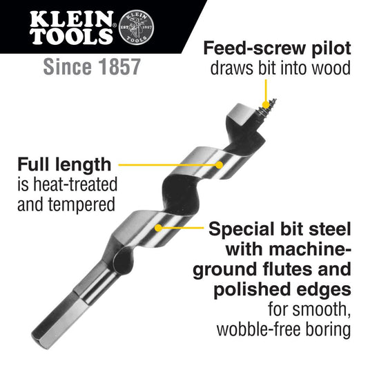 Klein Tools 53404 Ship Auger Bit With Screw Point 7/8-Inch