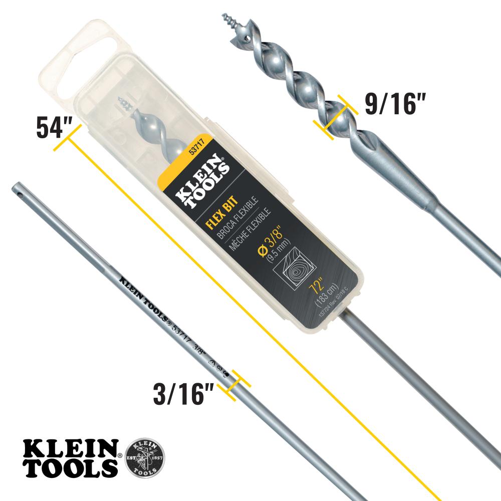 Klein Tools 53717 Flex Auger Bit With Screw Point, 3/8 X 72-Inch