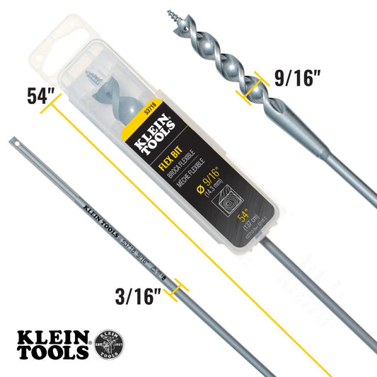 Klein Tools 53718 Flex Bit Auger 9/16-Inch X 54-Inch