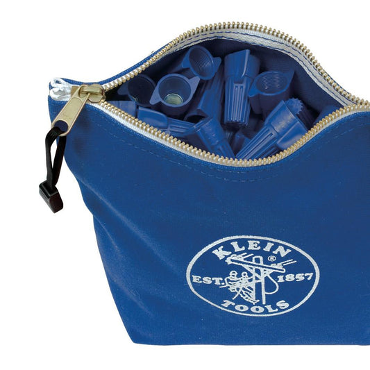 Klein Tools 5539BLU Zipper Bag, Canvas Consumables Tool Pouch, Blue