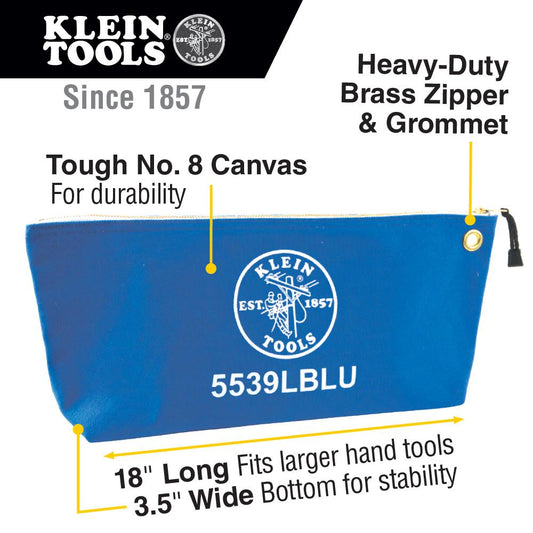 Klein Tools 5539LBLU Klein Tools Large Canvas Bag With Zipper