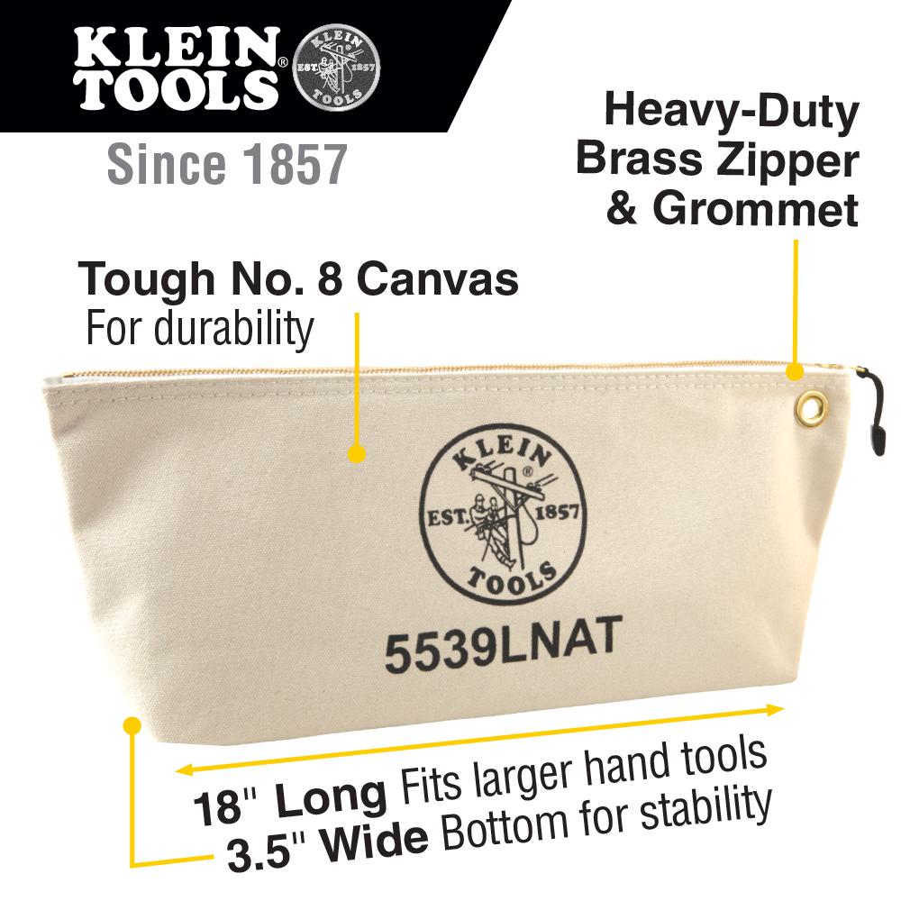 Klein Tools 5539LNAT Klein Tools Large Canvas Bag With Zipper