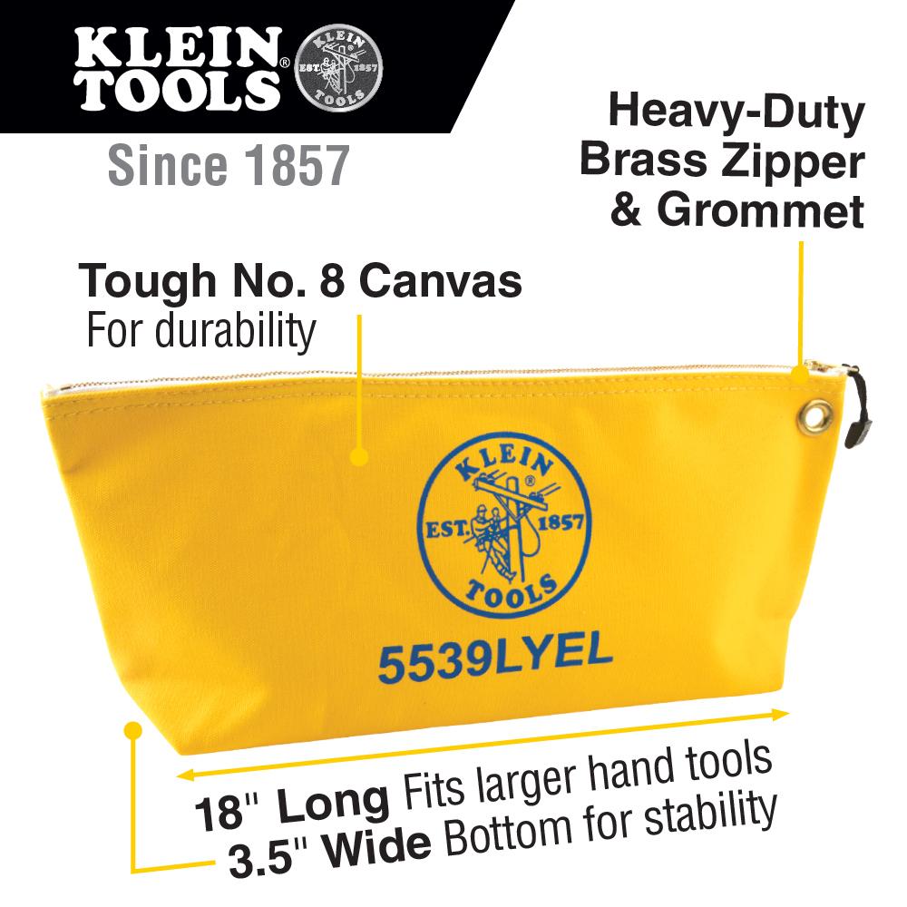 Klein Tools 5539LYEL Klein Tools Large Canvas Bag With Zipper