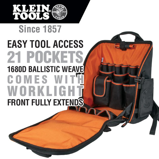 Klein Tools 55655 Klein Tools Tradesman Pro Tool Station Tool Bag Backpacks With Worklight