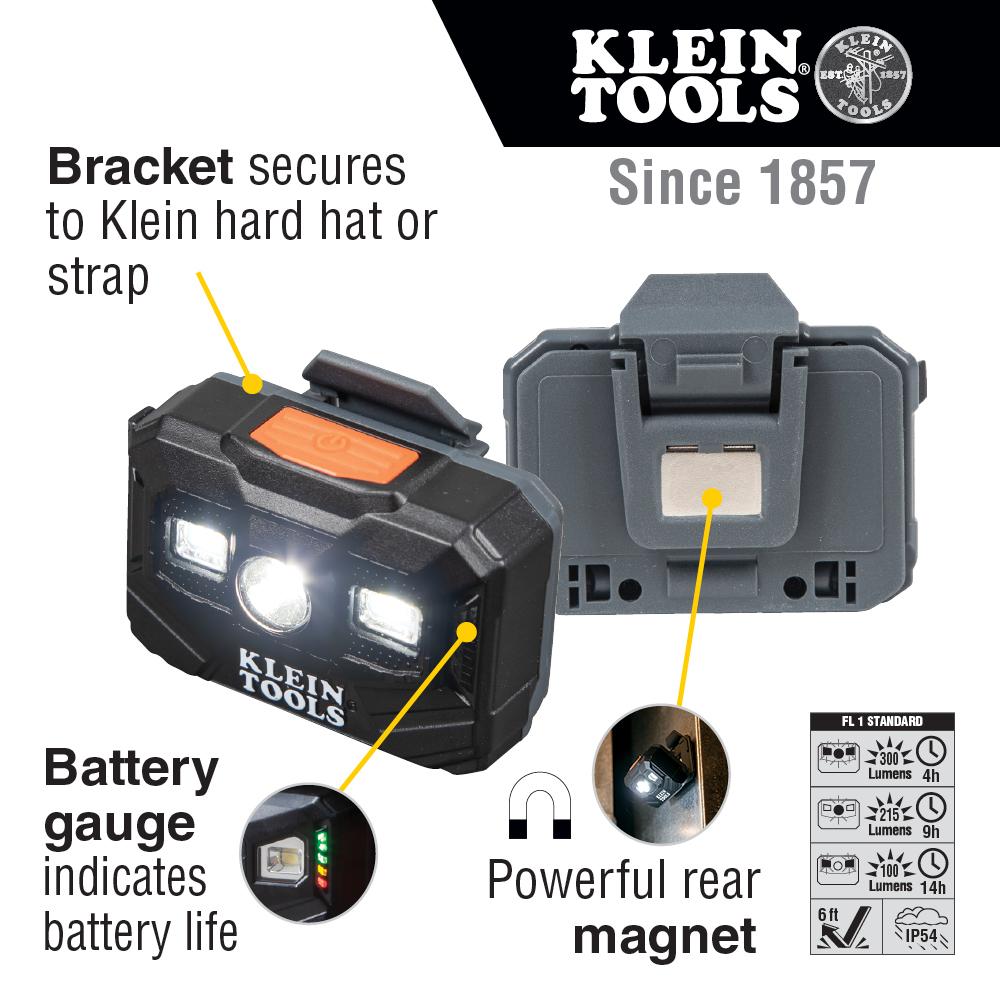 Klein Tools 56062 Rechargeable Headlamp And Work Light, 300 Lumens All-Day Runtime