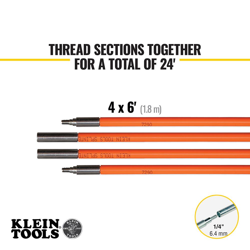 Klein Tools 56324 Lo-Flex Fish Rod Set, 24-Foot