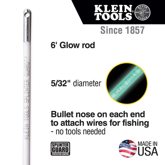 Klein Tools 56406 Hi-Flex Glow Rod W/Splinter Guard Coating, 6-Foot