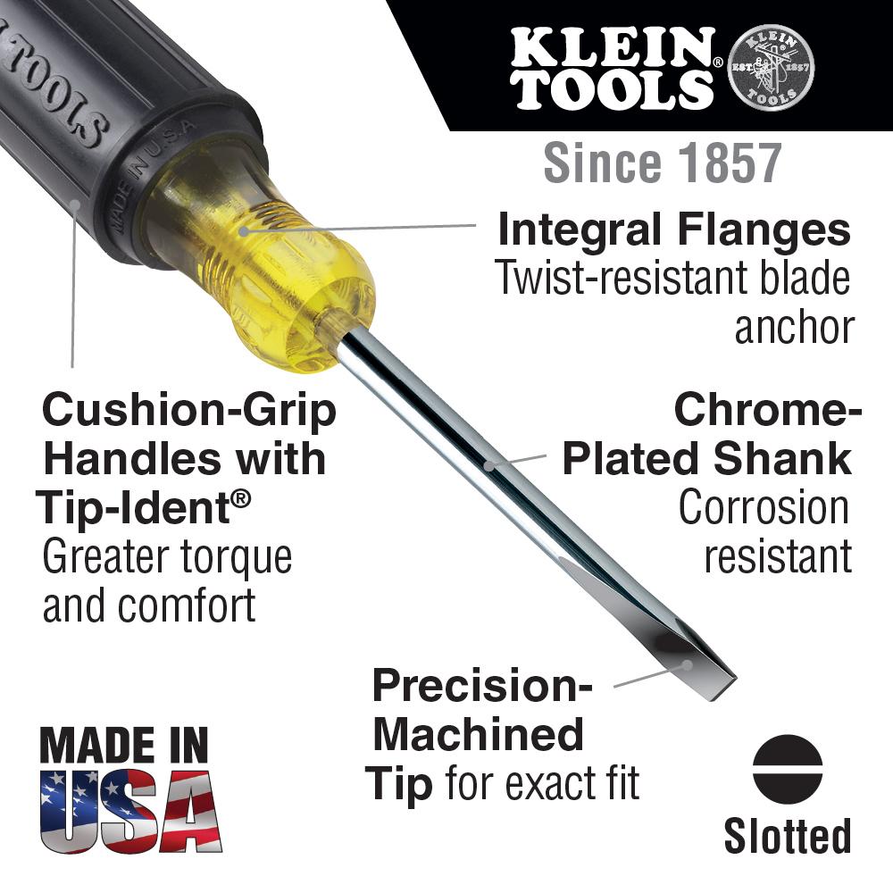 Klein Tools 601-3 3/16-Inch Cabinet Tip Screwdriver 3-Inch