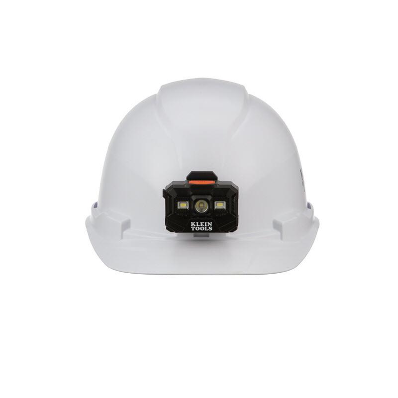 Klein Tools 60107RL Hard Hat, Non-Vented, Cap Style With Rechargeable Headlamp, White