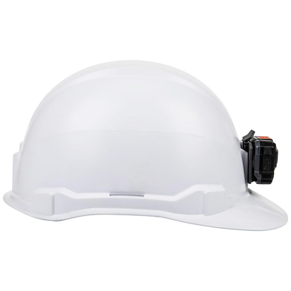 Klein Tools 60107RL Hard Hat, Non-Vented, Cap Style With Rechargeable Headlamp, White