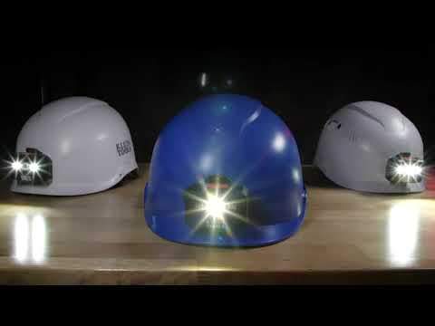 Klein Tools 60146 Safety Helmet, Non-Vented-Class E, With Rechargeable Headlamp, White