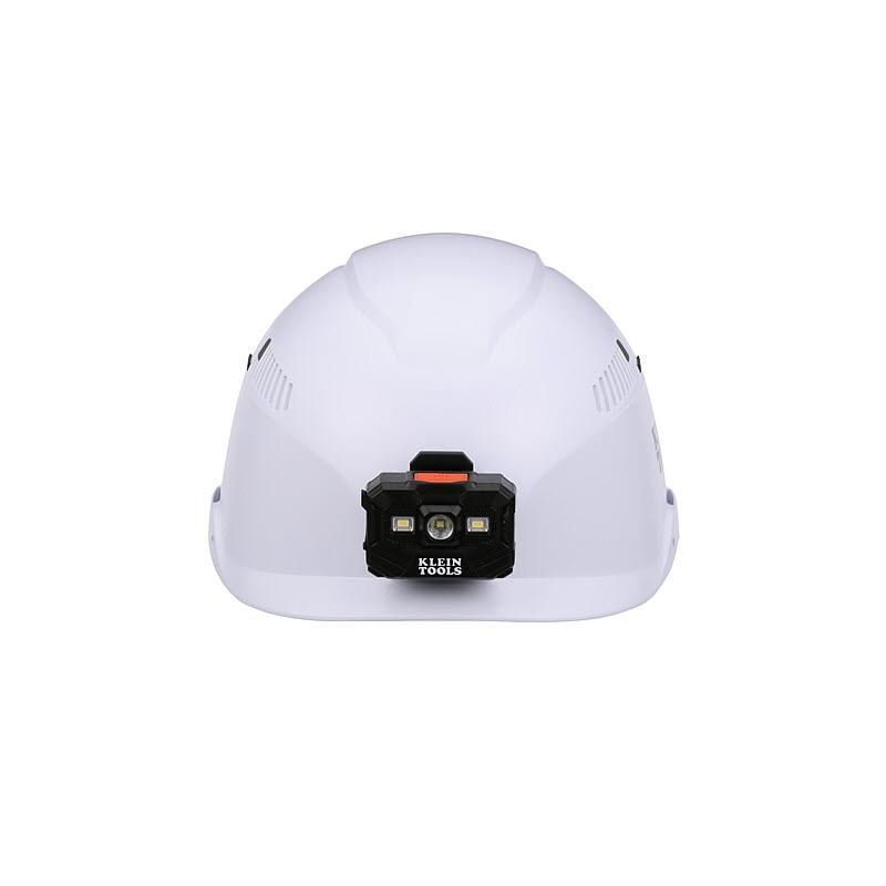 Klein Tools 60150 Safety Helmet, Vented-Class C, With Rechargeable Headlamp, White