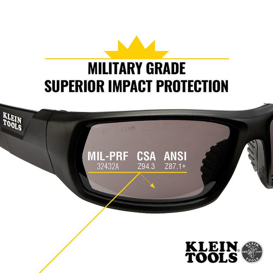 Klein Tools 60164 Professional Safety Glasses, Full Frame, Gray Lens