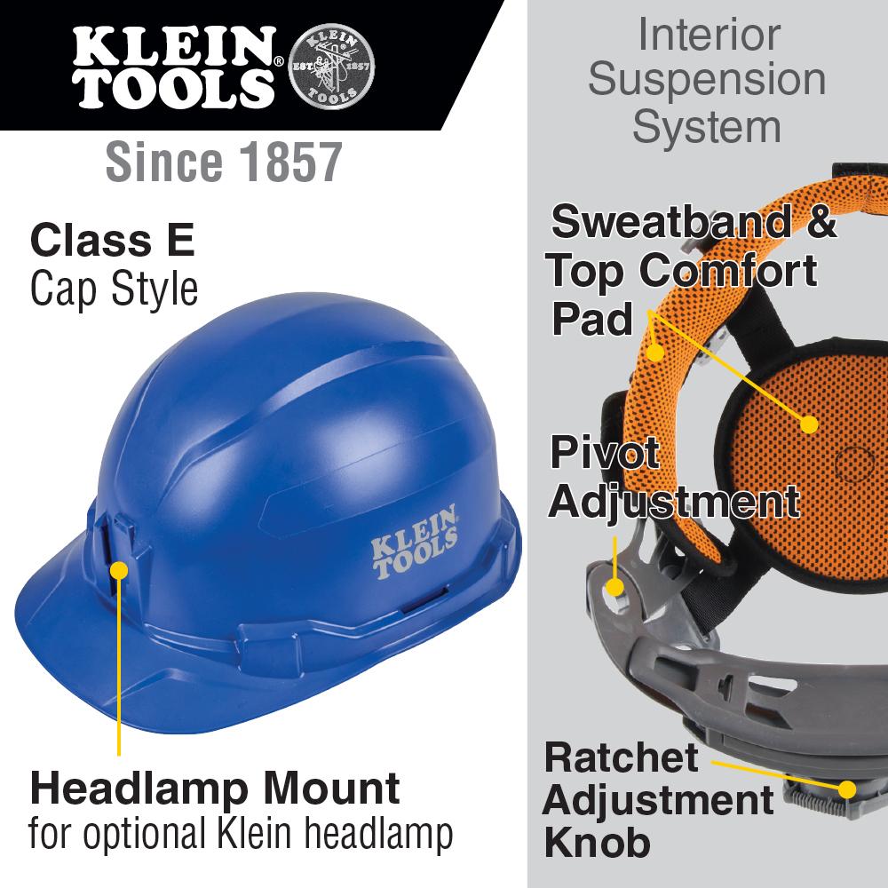 Klein Tools 60248 Hard Hat, Non-Vented, Cap Style, Blue