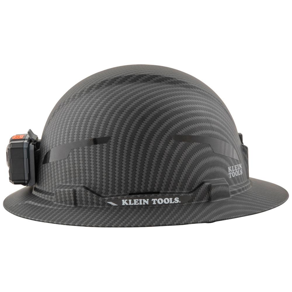 Klein Tools 60346 Hard Hat, Premium Karbn Pattern, Non-Vented Full Brim, Class E, Lamp