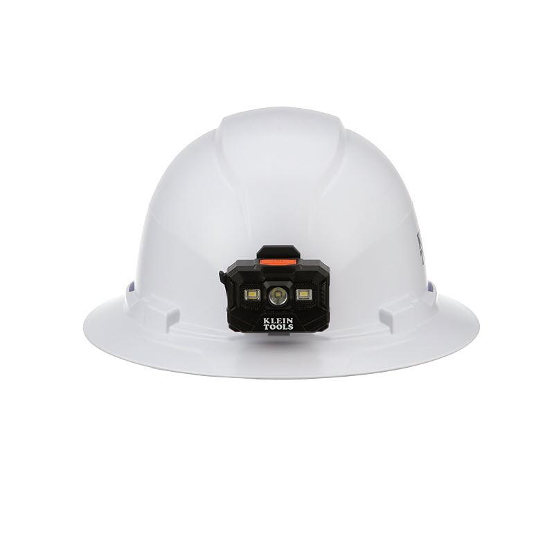 Klein Tools 60406RL Hard Hat, Non-Vented, Full Brim With Rechargeable Headlamp, White