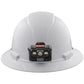 Klein Tools 60406RL Hard Hat, Non-Vented, Full Brim With Rechargeable Headlamp, White