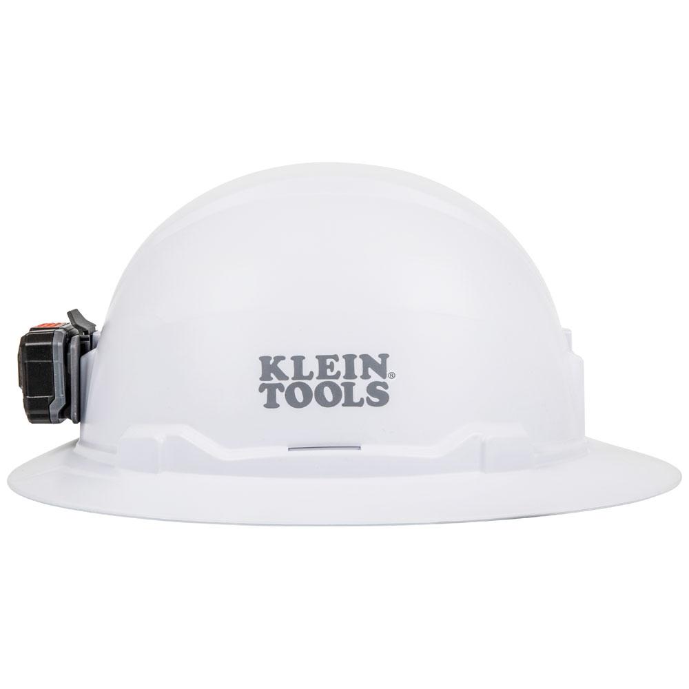 Klein Tools 60406RL Hard Hat, Non-Vented, Full Brim With Rechargeable Headlamp, White