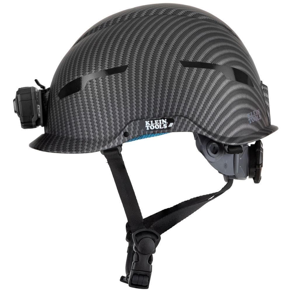 Klein Tools 60515 Safety Helmet, Premium Karbn Pattern, Non-Vented, Class E, Headlamp
