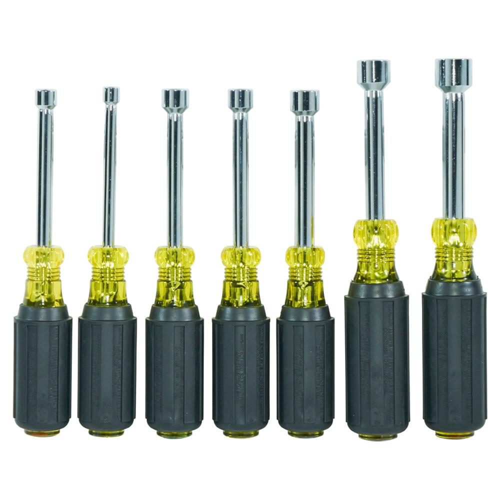 Klein Tools 631M Nut Driver Set, Magnetic Nut Drivers, 3-Inch Shaft, 7-Piece