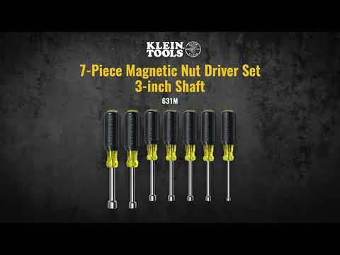Klein Tools 631M Nut Driver Set, Magnetic Nut Drivers, 3-Inch Shaft, 7-Piece