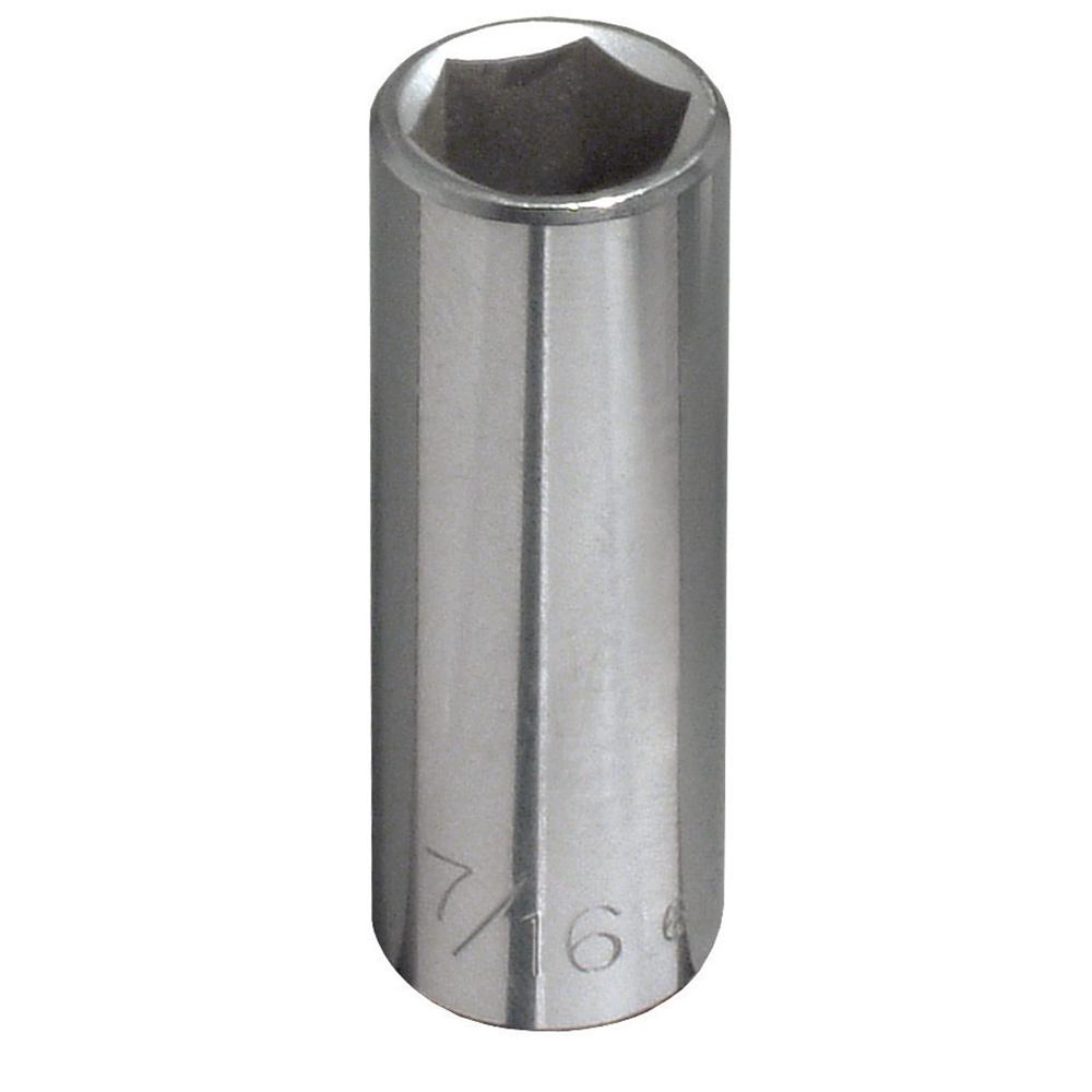 Klein Tools 65615 7/16-Inch Deep 6-Point Socket, 1/4-Inch Drive