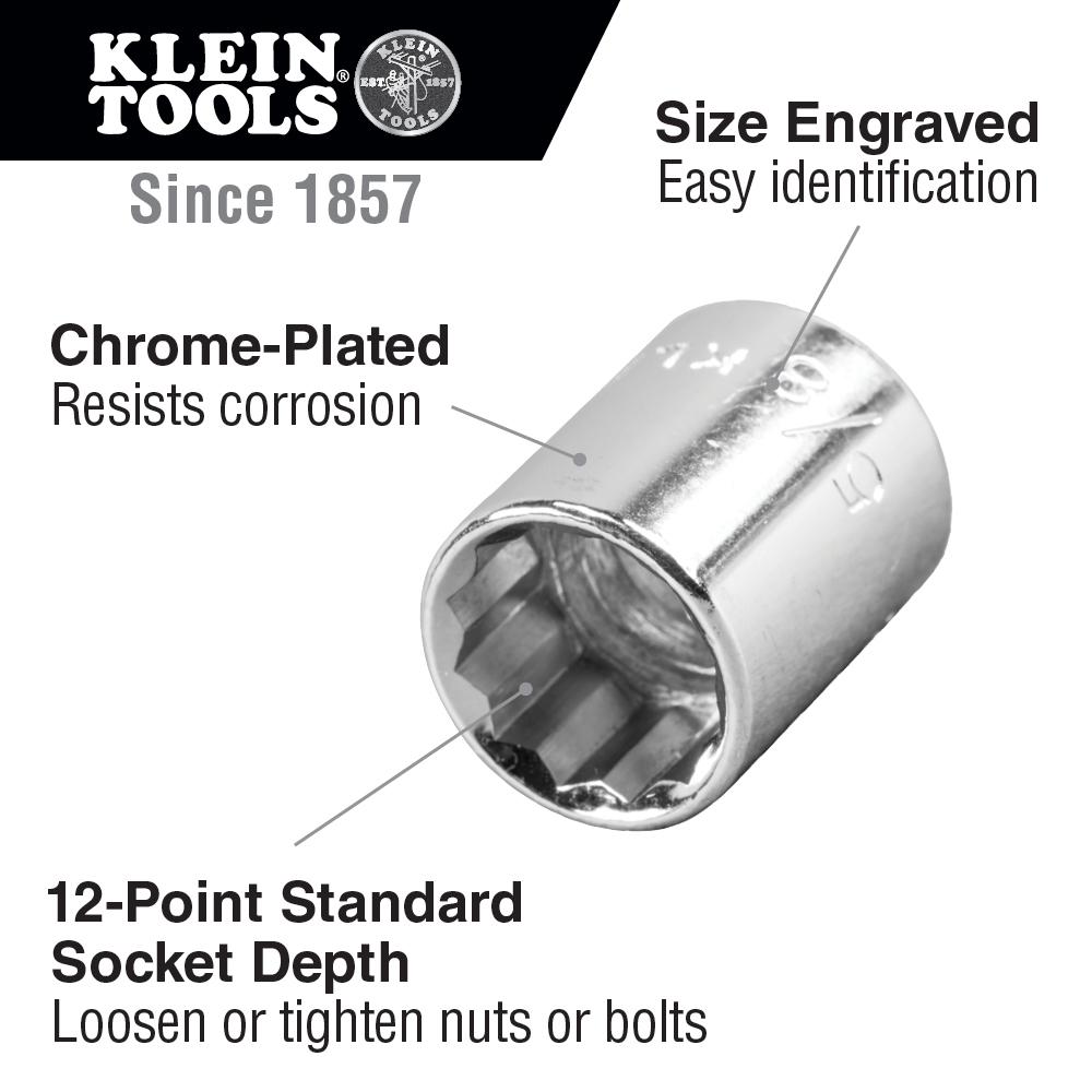 Klein Tools 65800 7/16-Inch Standard 12-Point Socket, 1/2-Inch Drive