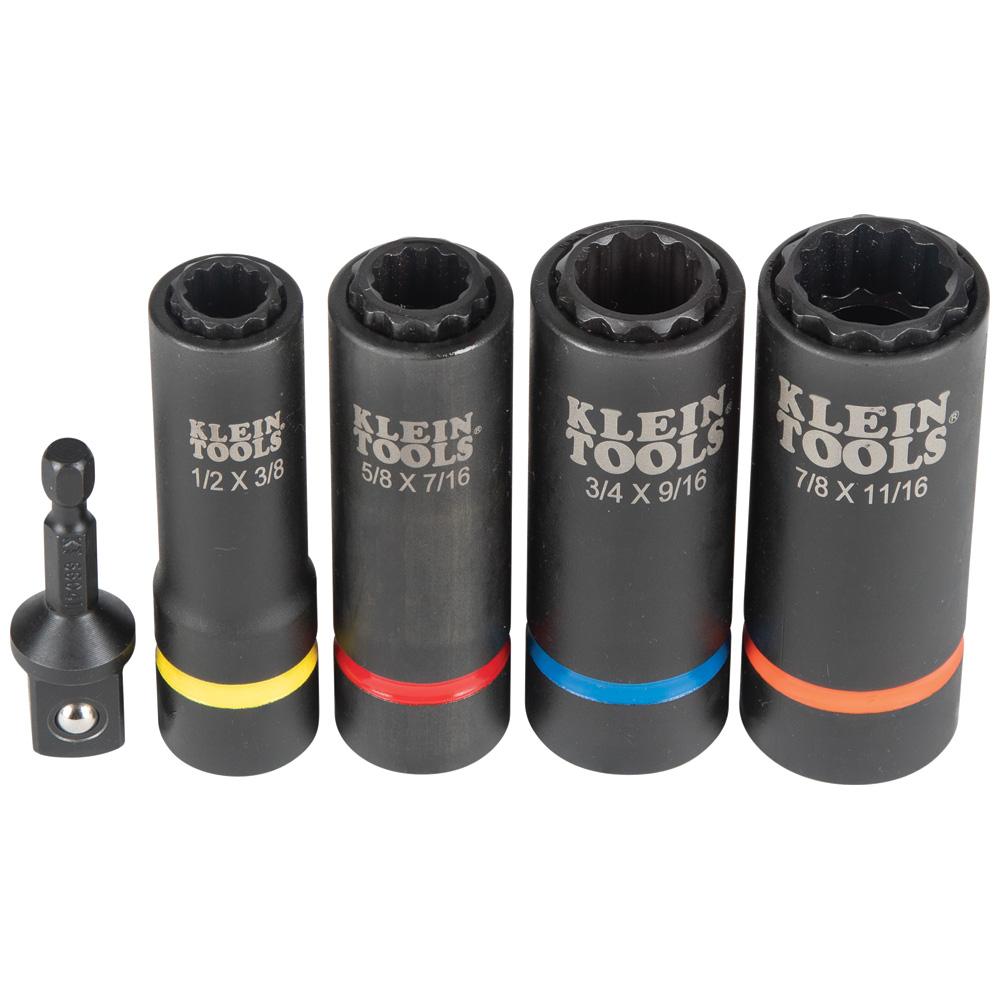 Klein Tools 66040 2-In-1 Impact Socket Set, 12-Point, 5-Piece