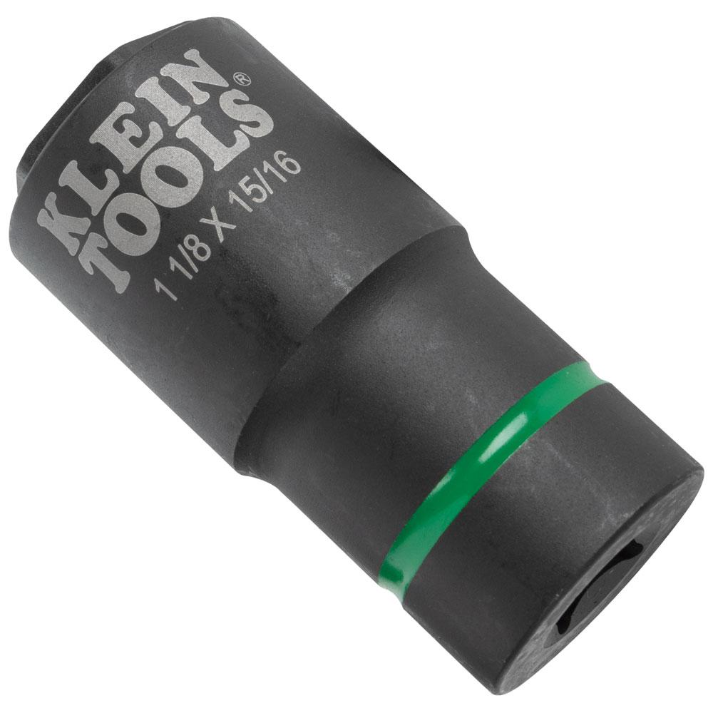 Klein Tools 66066 2-In-1 Impact Socket, 6-Point, 1-1/8 And 15/16-Inch