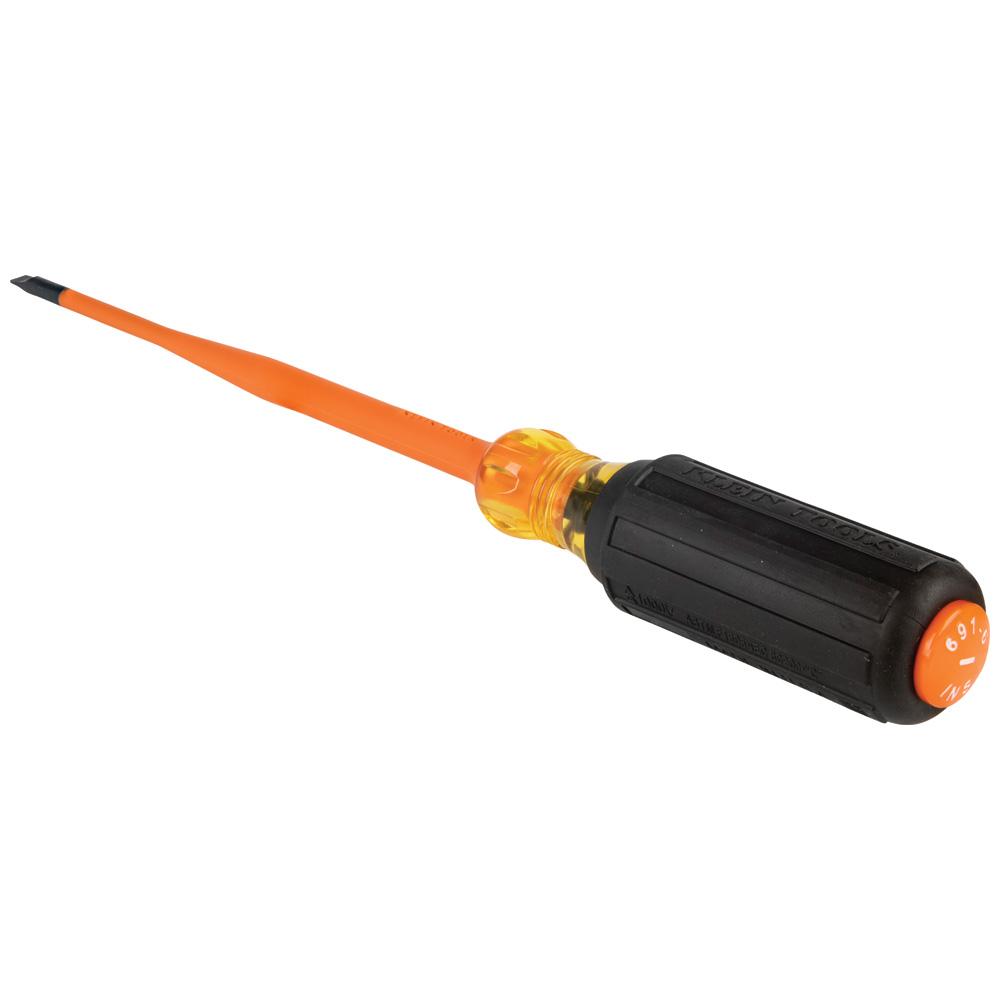 Klein Tools 6916INS Slim-Tip Insulated Screwdriver, 3/16-Inch Cabinet, 6-Inch Round Shank