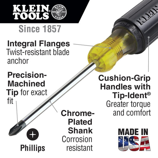 Klein Tools 85072 Screwdriver Set, Long Blade Slotted And Phillips, 2-Piece