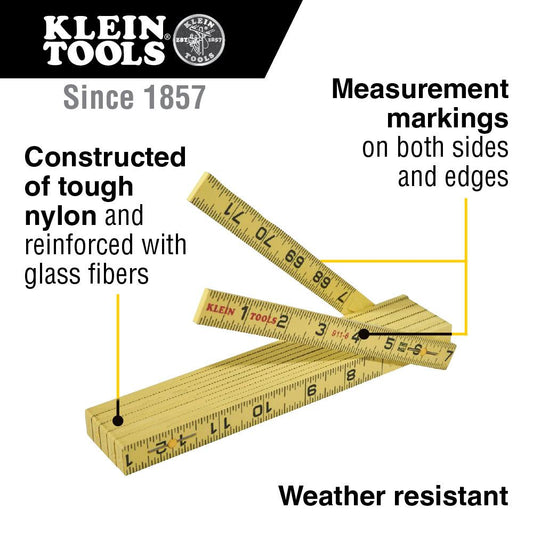 Klein Tools 911-6 Fiberglass Folding Rule, Outside Reading