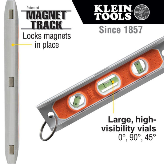 Klein Tools 9319RETT Magnetic Torpedo Level With Tether Ring