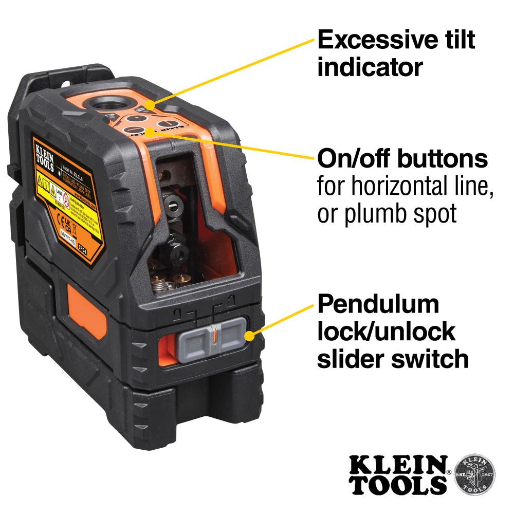 Klein Tools 93LCLS Laser Level, Self-Leveling Red Cross-Line Level And Red Plumb Spot