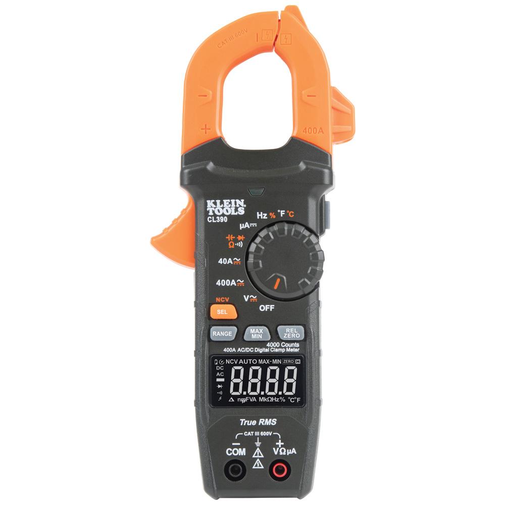 Klein Tools CL390 Ac/Dc Digital Clamp Meter, Auto-Ranging 400 Amp