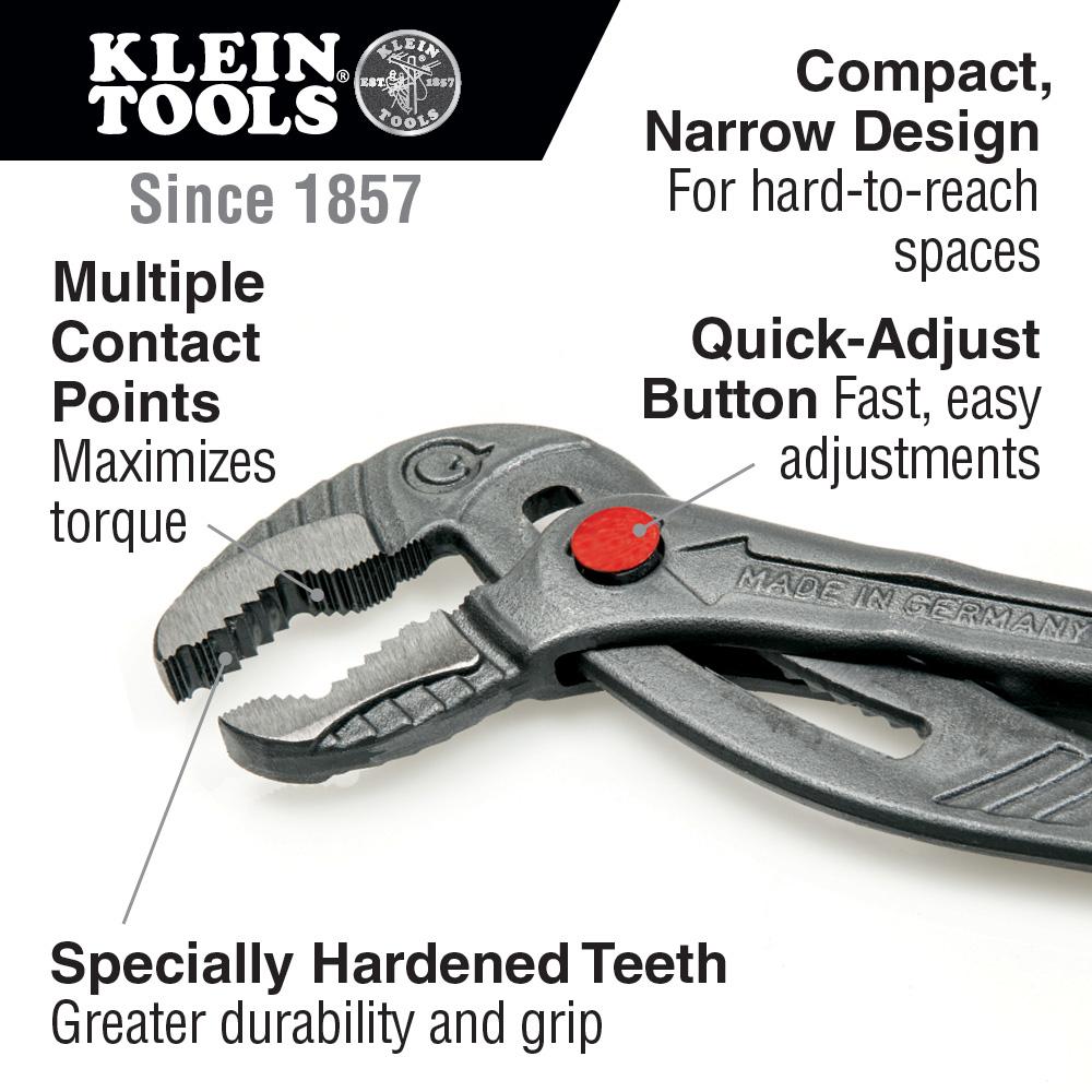 Klein Tools D504-12B Quick-Adjust Klaw Pump Pliers, 12-Inch