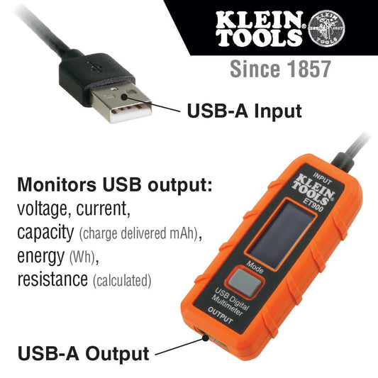 Klein Tools ET900 Usb Digital Meter, Usb-A (Type A)