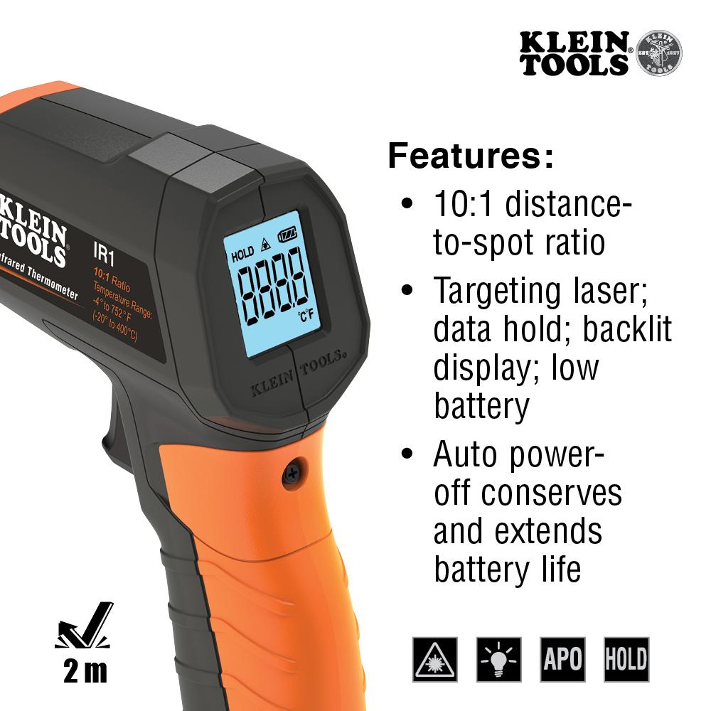 Klein Tools IR1KIT Infrared Thermometer With Gfci Receptacle Tester