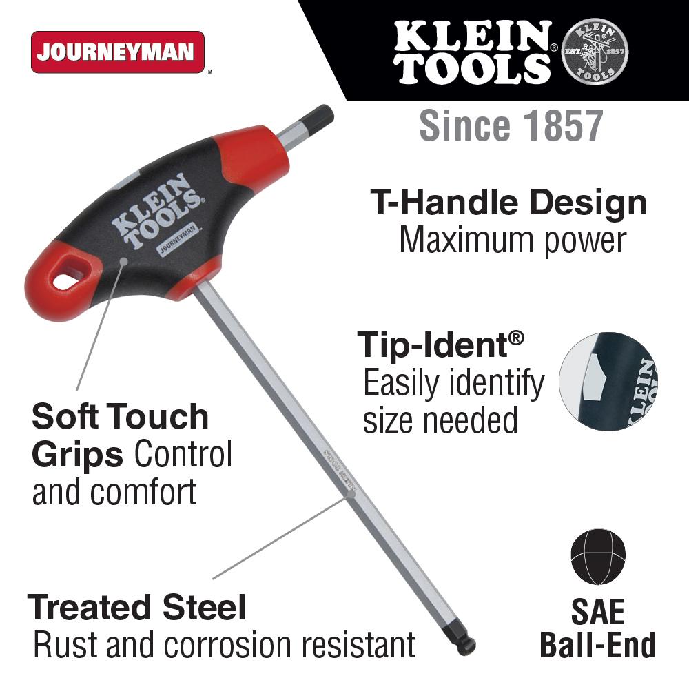 Klein Tools JTH6E06BE 3/32" Hex Ball-End Journeyman T-Handle 6"