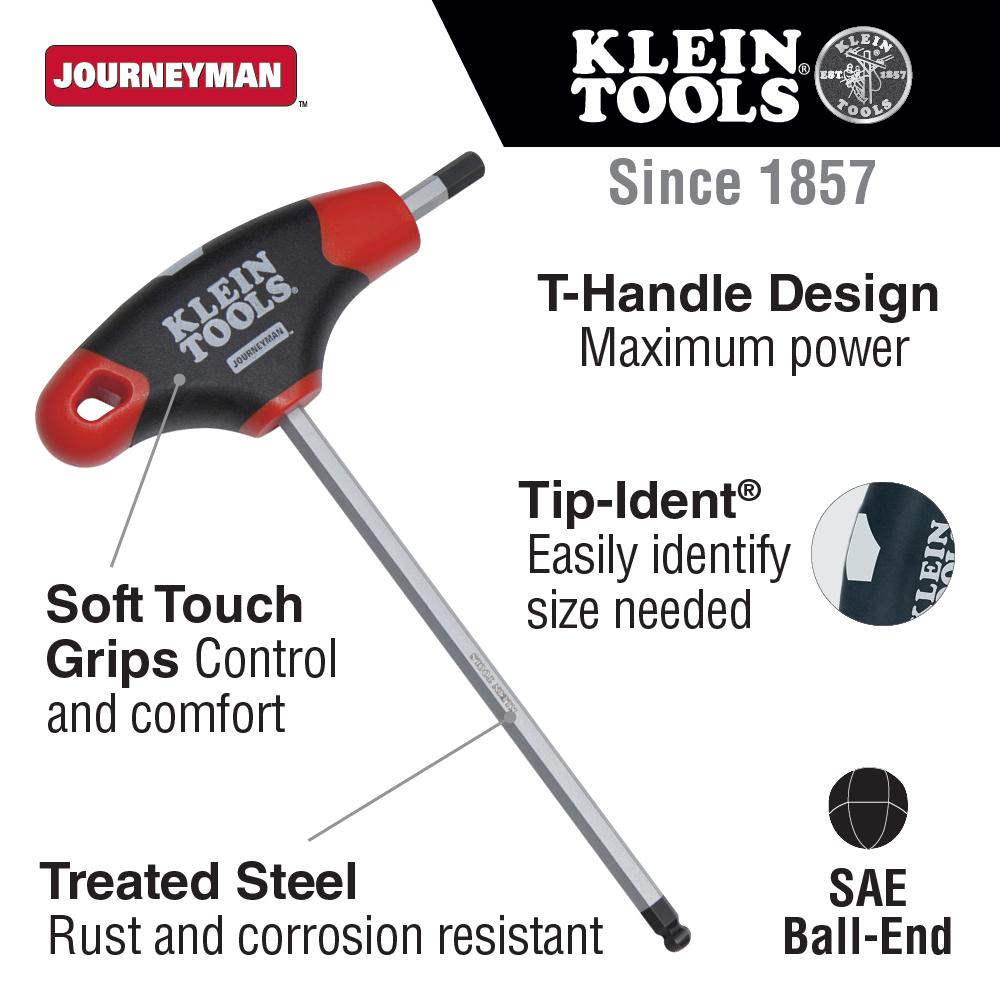 Klein Tools JTH6E11BE 3/16" Hex Ball-End Journeyman T-Handle 6"