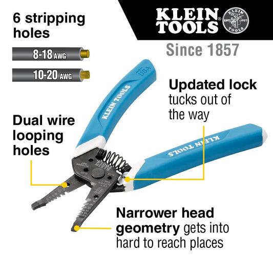 Klein Tools K11095 Klein-Kurve® Wire Stripper / Cutter, 8-20 Awg