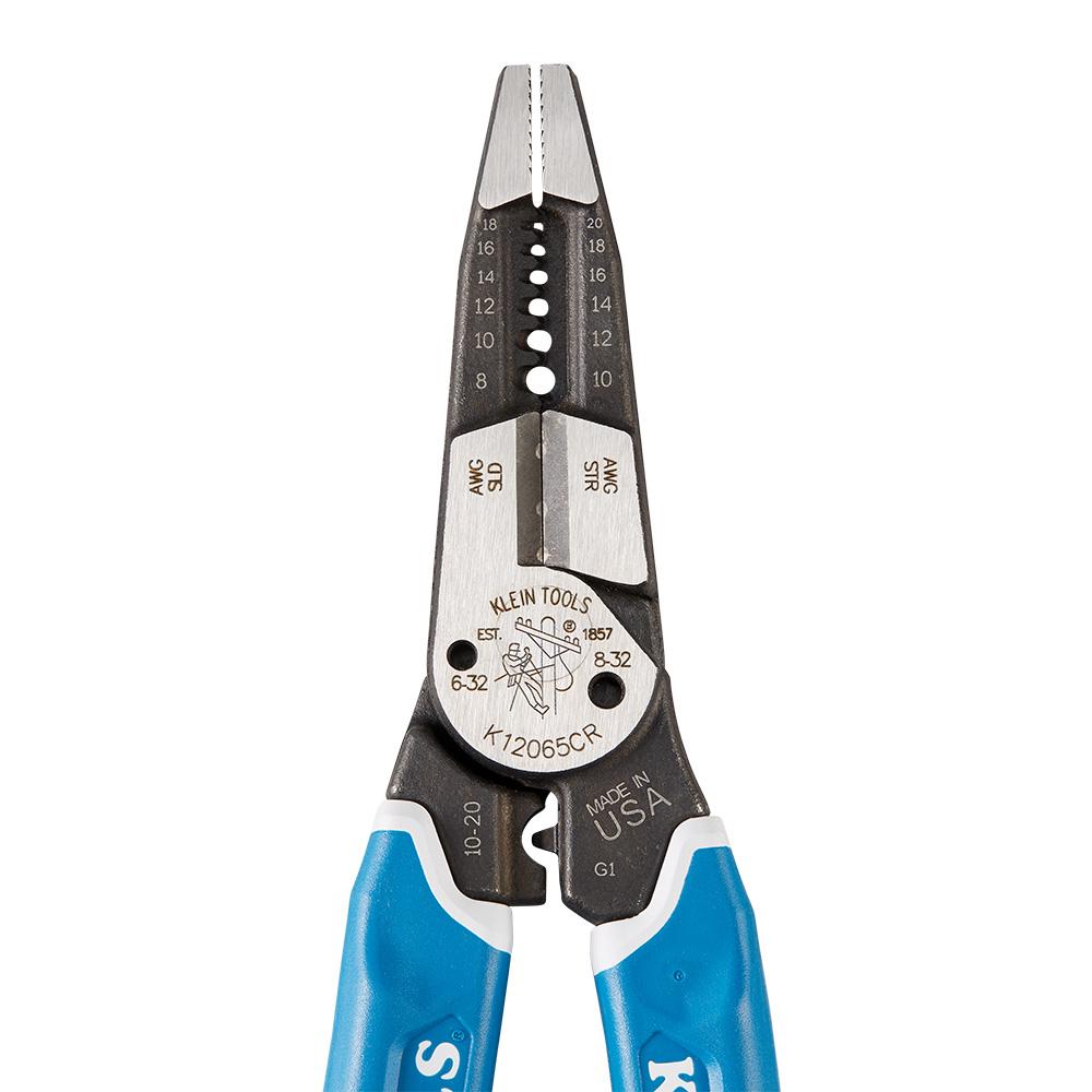 Klein Tools K12065CR Klein-Kurve® Heavy-Duty Wire Stripper / Cutter / Crimper Multi Tool, 8-20 Awg