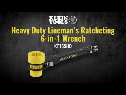 Klein Tools KT155HD 6-In-1 Lineman'S Ratcheting Wrench, Heavy-Duty