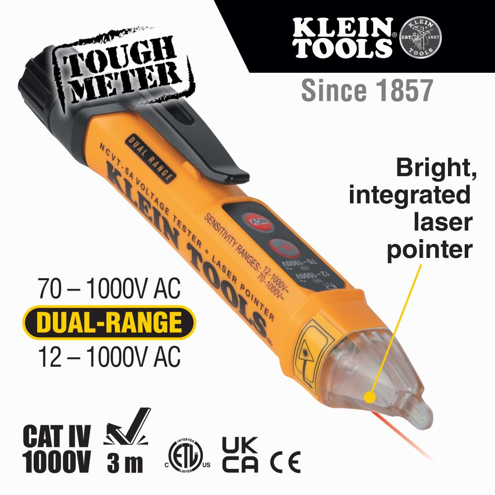 Klein Tools NCVT5KIT Dual Range Ncvt And Gfci Receptacle Tester Electrical Test Kit