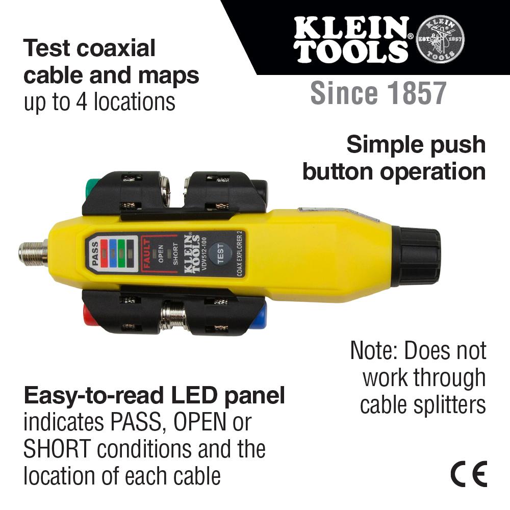 Klein Tools VDV512-101 Cable Tester, Coax Explorer® 2 Tester with Remote Kit