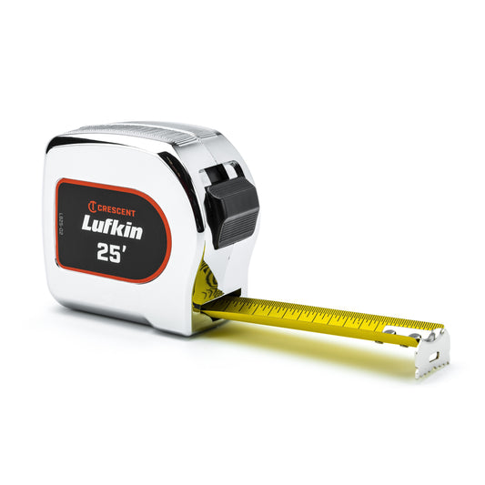 Lufkin L925-02 1-1/8" x 25' Chrome Case Yellow Clad Tape Measure